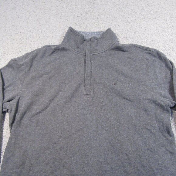 Nautica Men's 1/4 Zip Pullover Large Gray Long Sleeve Sweatshirt Casual - Picture 2 of 10